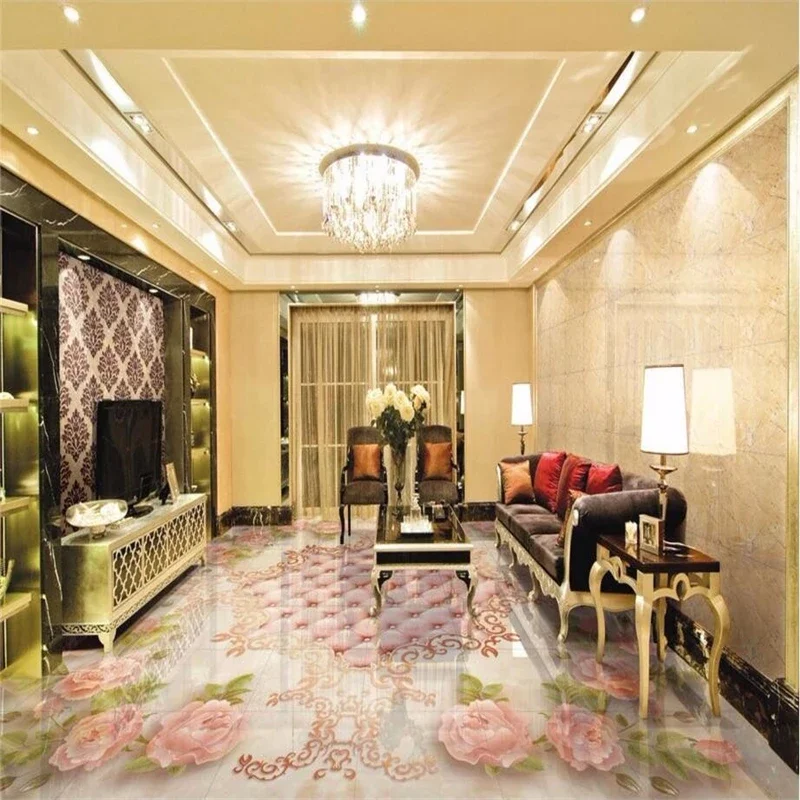 beibehang murals wall paper 3D Continental Rose soft package marble relief floor 3D pvc self adhesive wallpaper tile painting