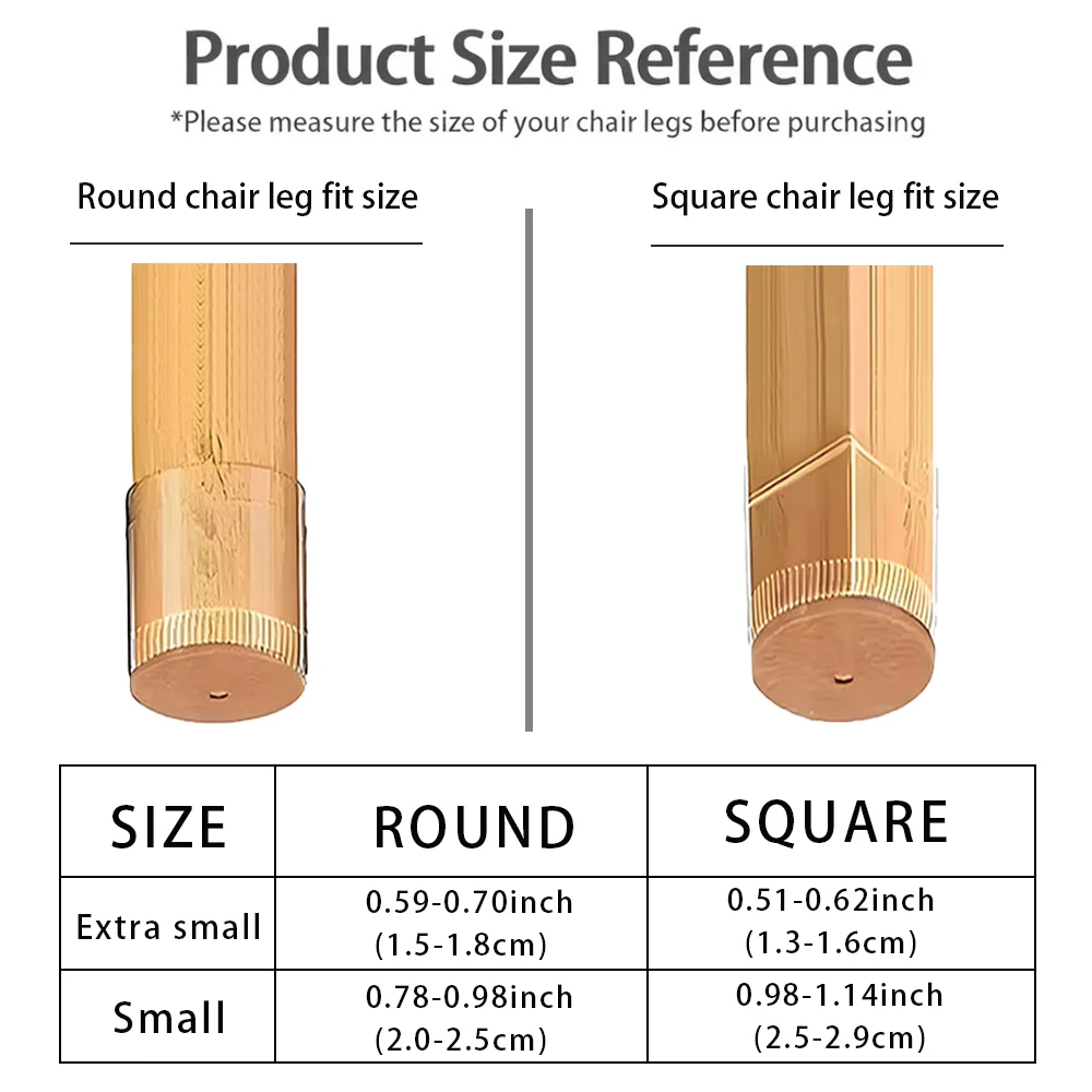 16 Sets of Round Transparent Chair Leg Covers, with Orange Felt - Noise Reduction, Scratch-Resistant, Hardwood Floor Protector