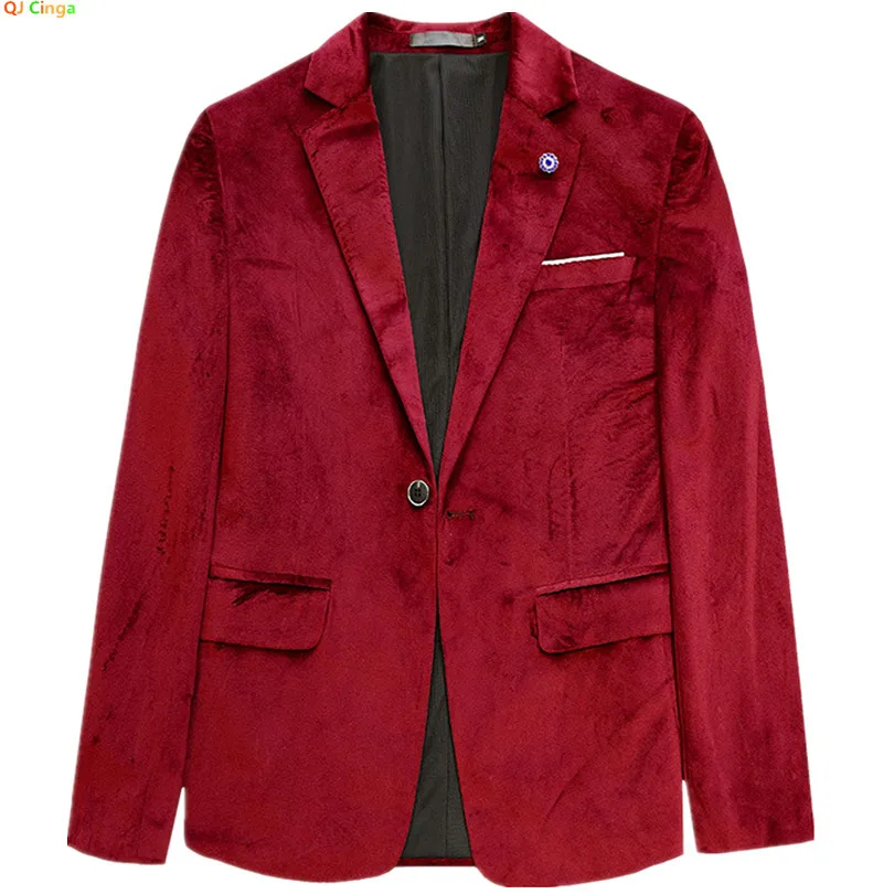 

Men's Red Long-sleeve Blazer for Spring and Fall; Slim-fit Corduroy Jacket, Perfect for Weddings, Parties, Business, Office.