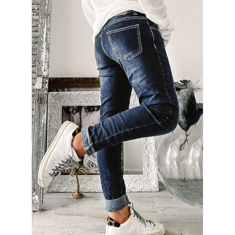 

High Waist High Elastici Straight Leg Zipper Waed Denim Jeans Women's plus Size Jeans Commute Sle PU Cotton 00%