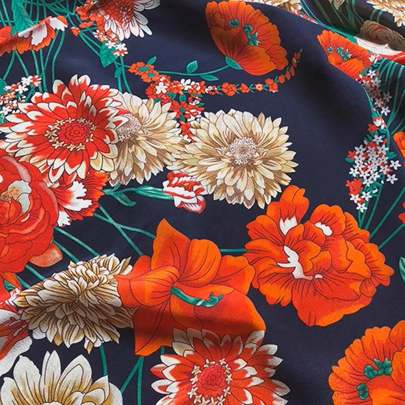 

Colorful Flower Pattern Printed Imitate Double Crepe Fabric For Dress/Blouse Telas Para Costura Tissus DIY Cloth Sewing Material