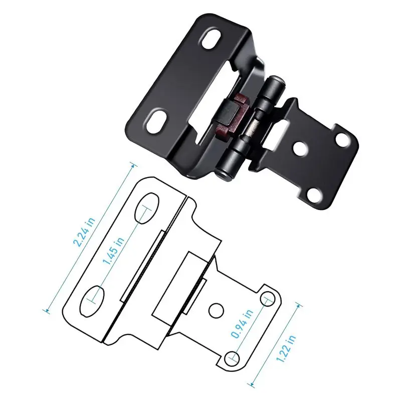 AEE3-Black Cabinet Hinges Cold Rolled Steel Cabinet Hinges 4 Pairs (8 Pcs) Self Closing Black Hinges For Variable Kitchen 8Pcs
