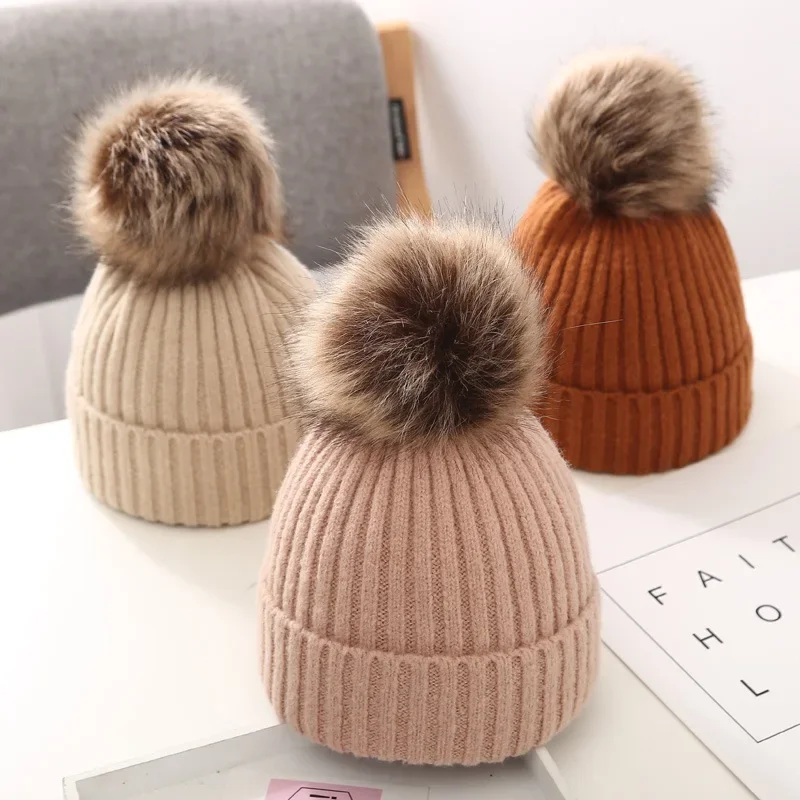 Baby Hats Winter Cap for Girl Children Knitted Hat Baby Caps for Girl Baby Boy Hat Solid Color Woolen Hat Gorros Para Bebé Кепка