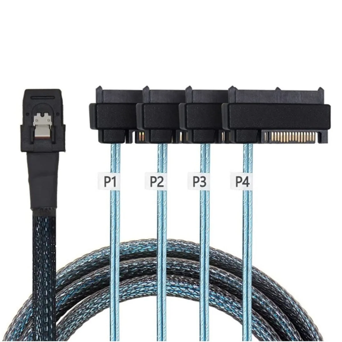 A56XQ Mini Sas Sff-8087 to 4 Sff-8482 Server Array Card Hard Drive Data Cable Sata Power Cable 1m