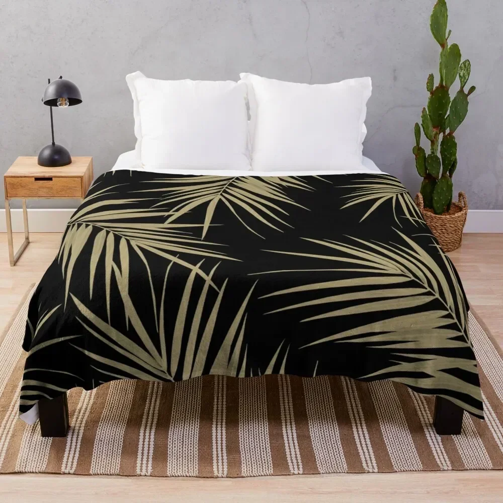 

Palm Leaves Cali Finesse #1 #gold #tropical #decor #art Throw Blanket Wrinkle Resistant Lightweight Blanket