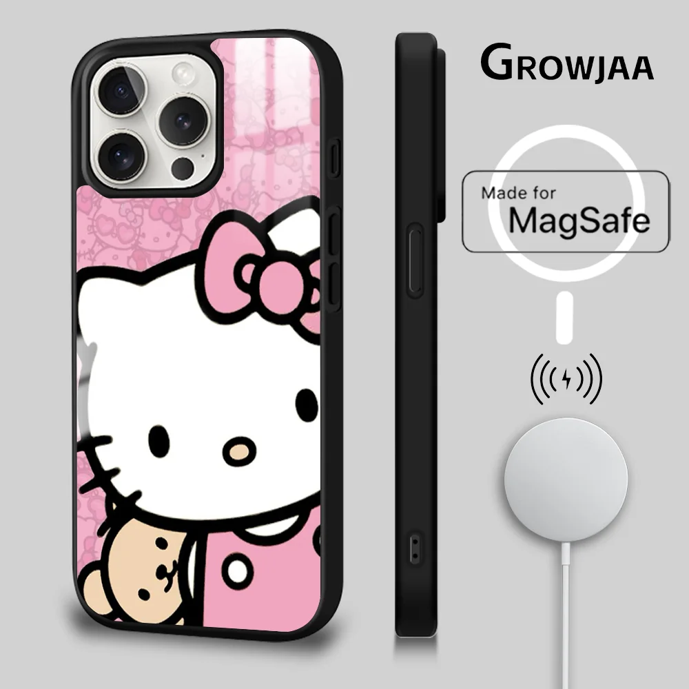 

Sanario Hello Kitty Baby Lovely Magsafe Phone Case For iPhone 15 14 13 12 11 Pro Max Plus Mini Mirror Wireless Charging Funda