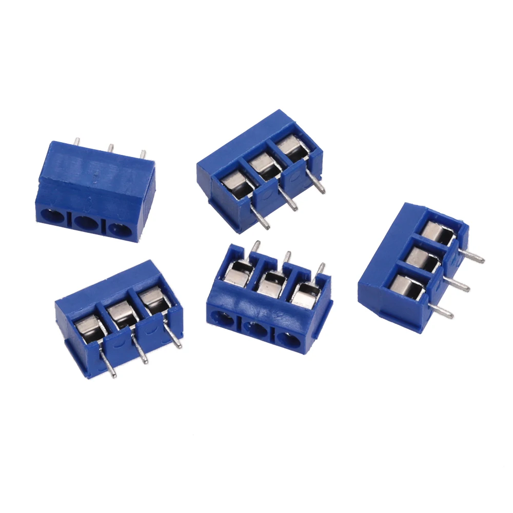 10 개/몫 KF301-5.0-2P KF301-3P KF301-4P 피치 5.0mm 스트레이트 핀 2P 3P 4P 나사 PCB 터미널 블록 커넥터 블루