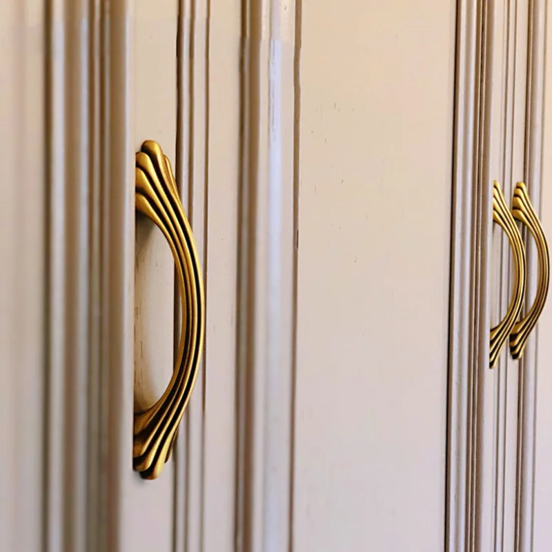 Brass Handles New European American Diplopore Stripe Wardrobe Dresser Cupboard Cabinet Drawer Shoe Box Furniture Pulls