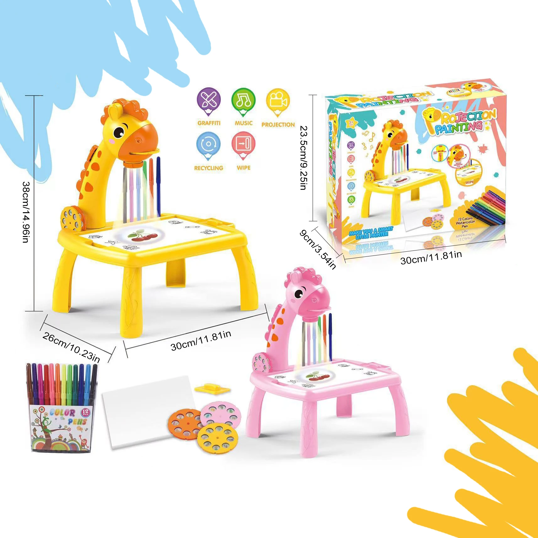 Kinderen Led Projector Art Tekentafel Speelgoed Kinderen Schilderbord Bureau Kunst Ambachten Educatief Leren Verf Gereedschap Speelgoed voor Meisje