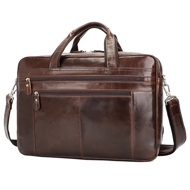 Waterproof Retro Luxury Business 16 Laptop Tote Business Travel Shoulder Bag Leather Men's Briefcase