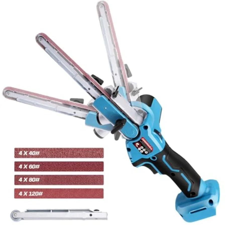 

Cordless Belt Sander Compatible with Makita 18V Battery, Brushless Detail Sander with 6 Speeds, 3/8'' and 1/2'' Sanding Arms an