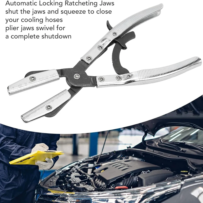 ABBO-Hose Clamp Pliers For Automotive And Machine Maintenance, 10-Inch Universal Hose Pinch Off Plier With Ratcheting Jaws