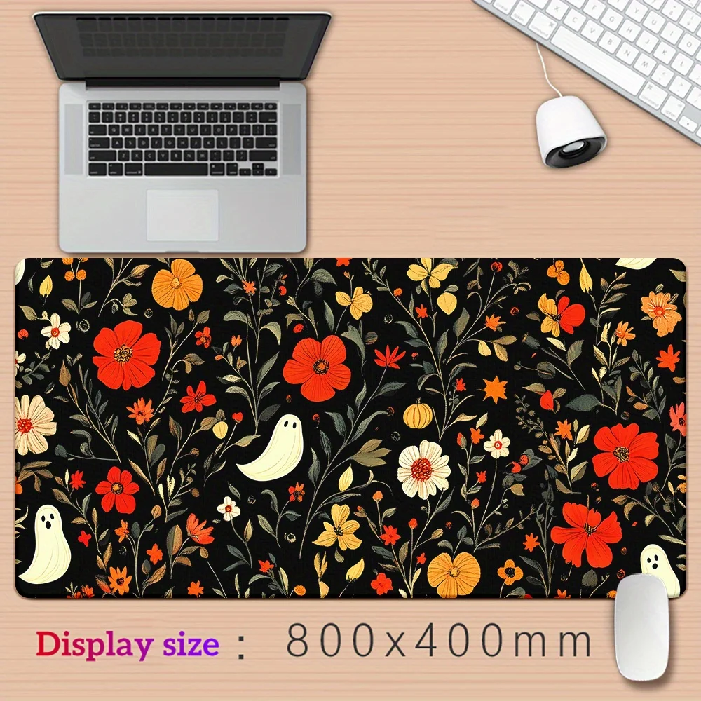 1pc Floral Design Gaming Mouse Pad, Large Rubber Desk Mat for PC, Laptop, Office - Waterproof, Anti-Slip Base with Vibrant Red F