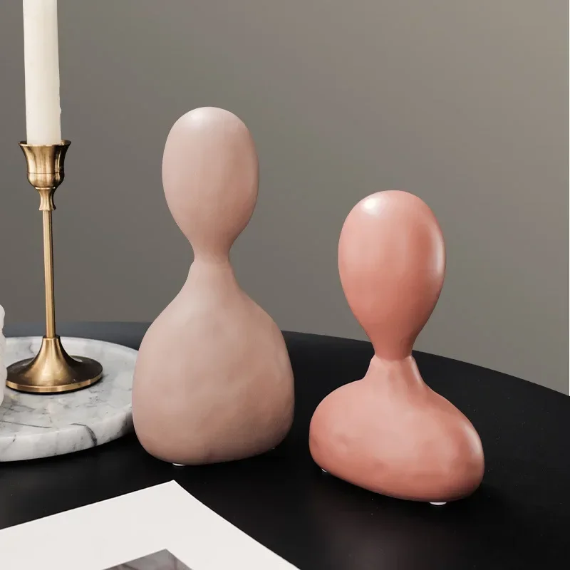 Nordic Morandi Simple Abstract Ceramics Figure Sculpture Art Soft Decoration Model Room Home Living Room Entrance Study Table