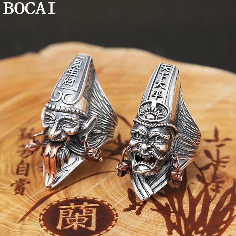 

Мужское кольцо из чистого серебра 925 пробы BOCAI Real, Зарабатывайте деньги с первого взгляда, второй мастер мира, серебряное кольцо ручной работы