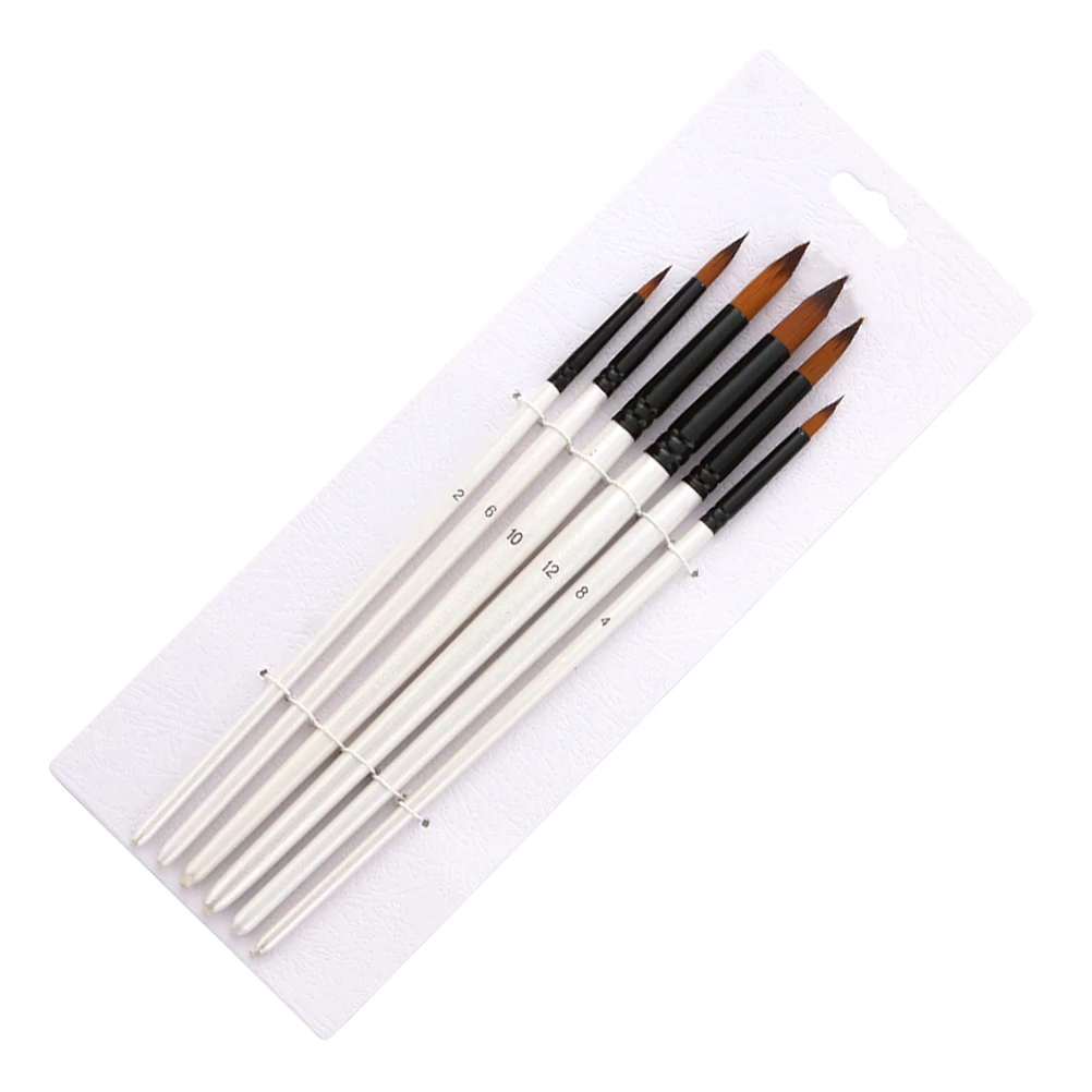 

6 Pcs Paintbrush Set Durable Oil Painting Brushes Round Flat Drawing Supplies Nylon Hair Wooden H Lightweight Water