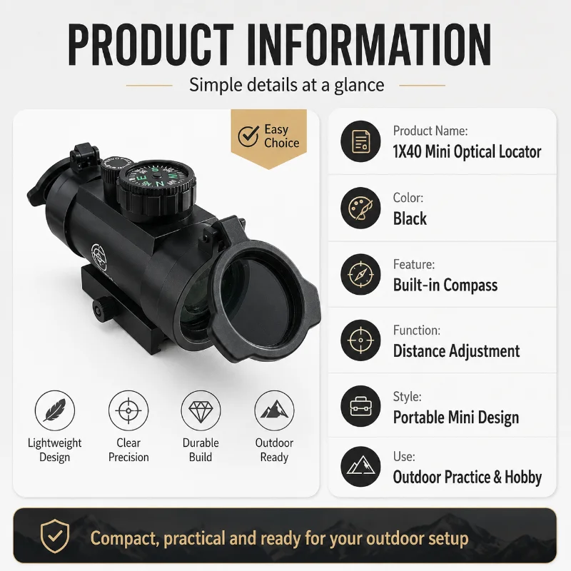 1X40RD Optical Lens Module Hobby Model Accessory External Navigation Compass Fit Universal 20mm Mounting Rail