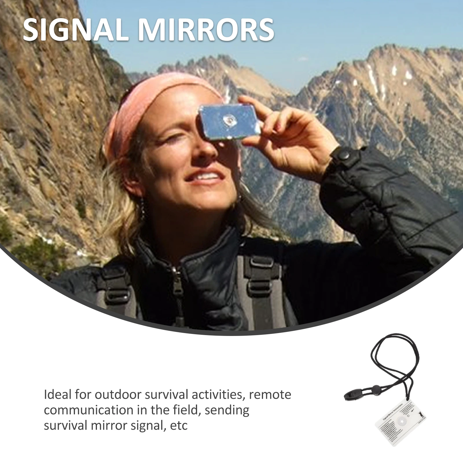 

Mirror Outdoor Survival Signal Reflective Mirror for Hiking Camping Kayak Multifunctional Survival Tools Rope