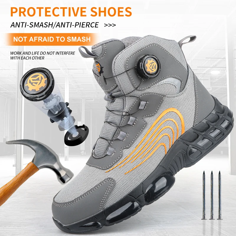 Men's and women's identical safety shoes, work shoes, protective shoes, mining boots, anti-shock and anti-stab, breathable,