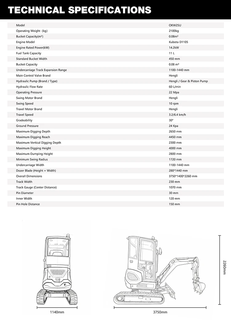 OKW25U Mini-Bagger mit Ergonomischem Sitz, Doppelsteuerungs-Joysticks, Komfortabler Bedienung - Anpassbar – Detail 6