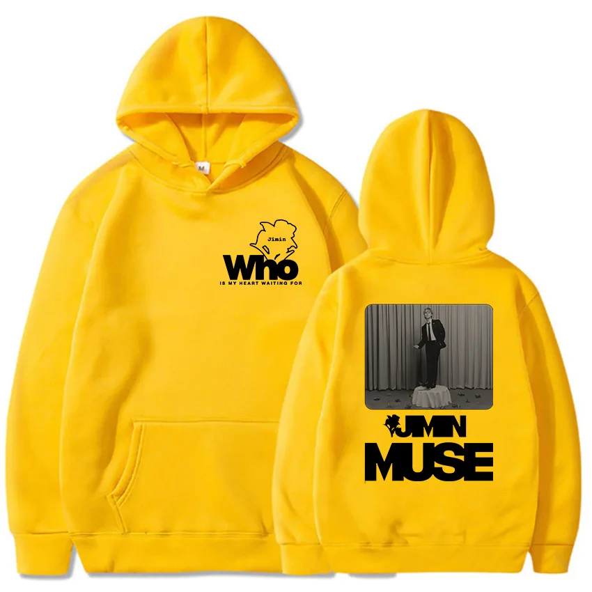 Hoodies Jimin Muse Album Graphic Sweatshirts Who Is My Heart Waiting for Flower Printing Pullovers Moletom Feminino Winter Women