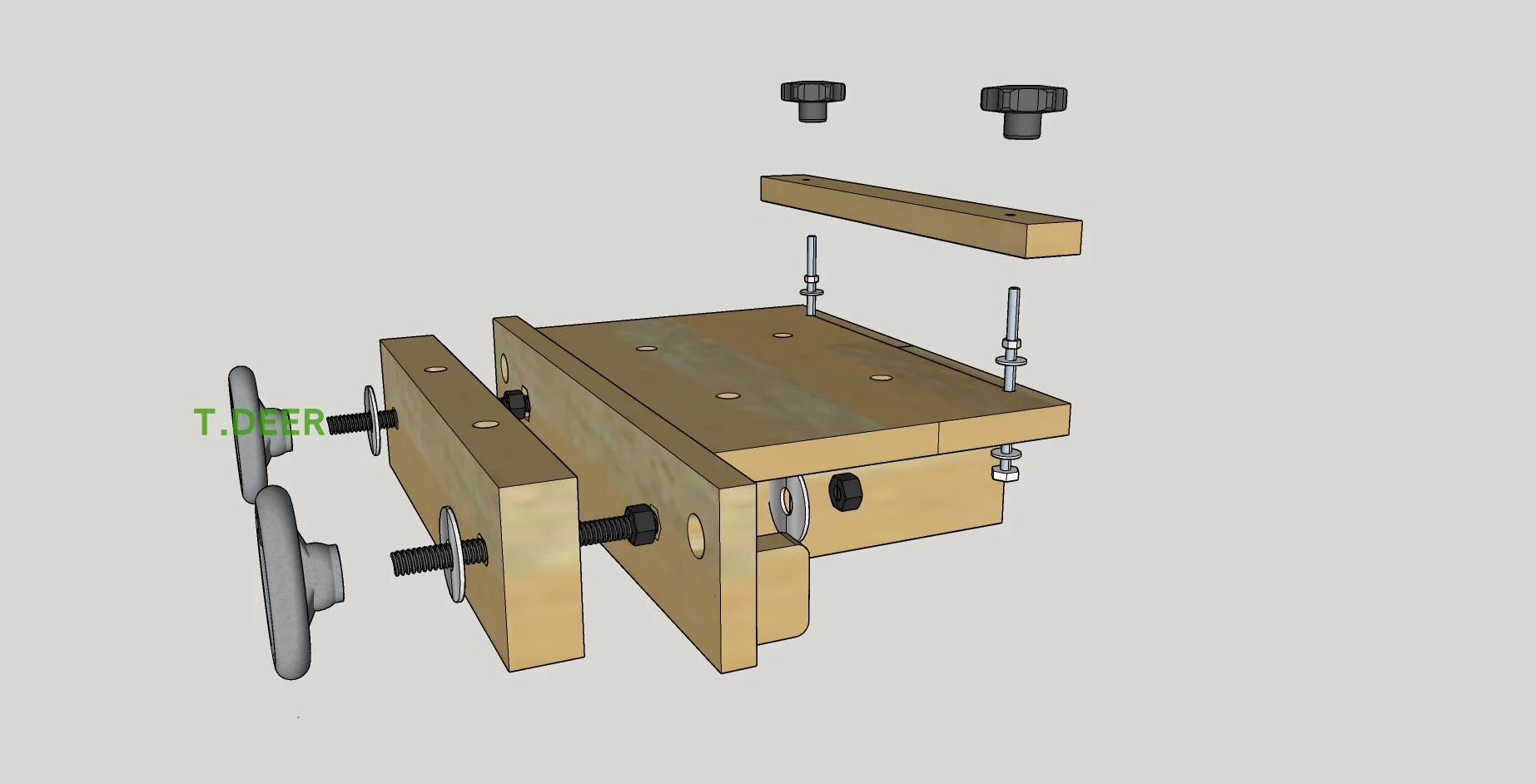 T.DEER Model WB-4316 dual handwheels Woodworking Table  Moxon Vise