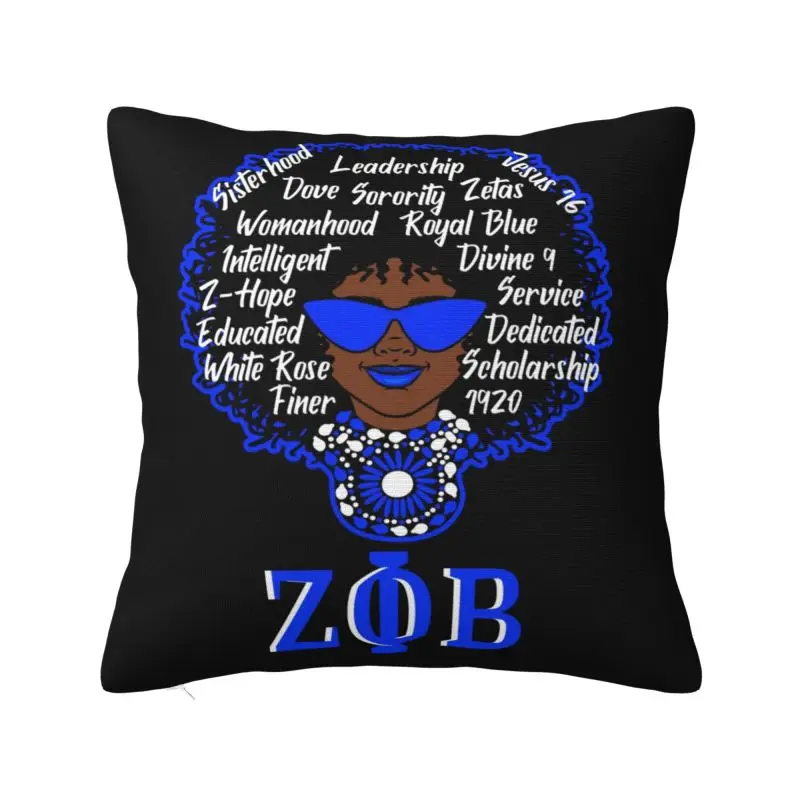

Custom Zeta Woman Cushion Cover Home Decorative 3D Print Phi Beta Sorority ZOB Throw Pillow for Car Double-sided