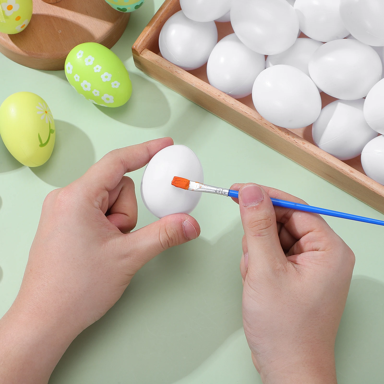 30 pezzi di uova di plastica per emulazione per bambini, attività di colorazione fai da te, divertimento educativo, oggetti di scena decorativi per l'uso di layout di scene di feste di festival