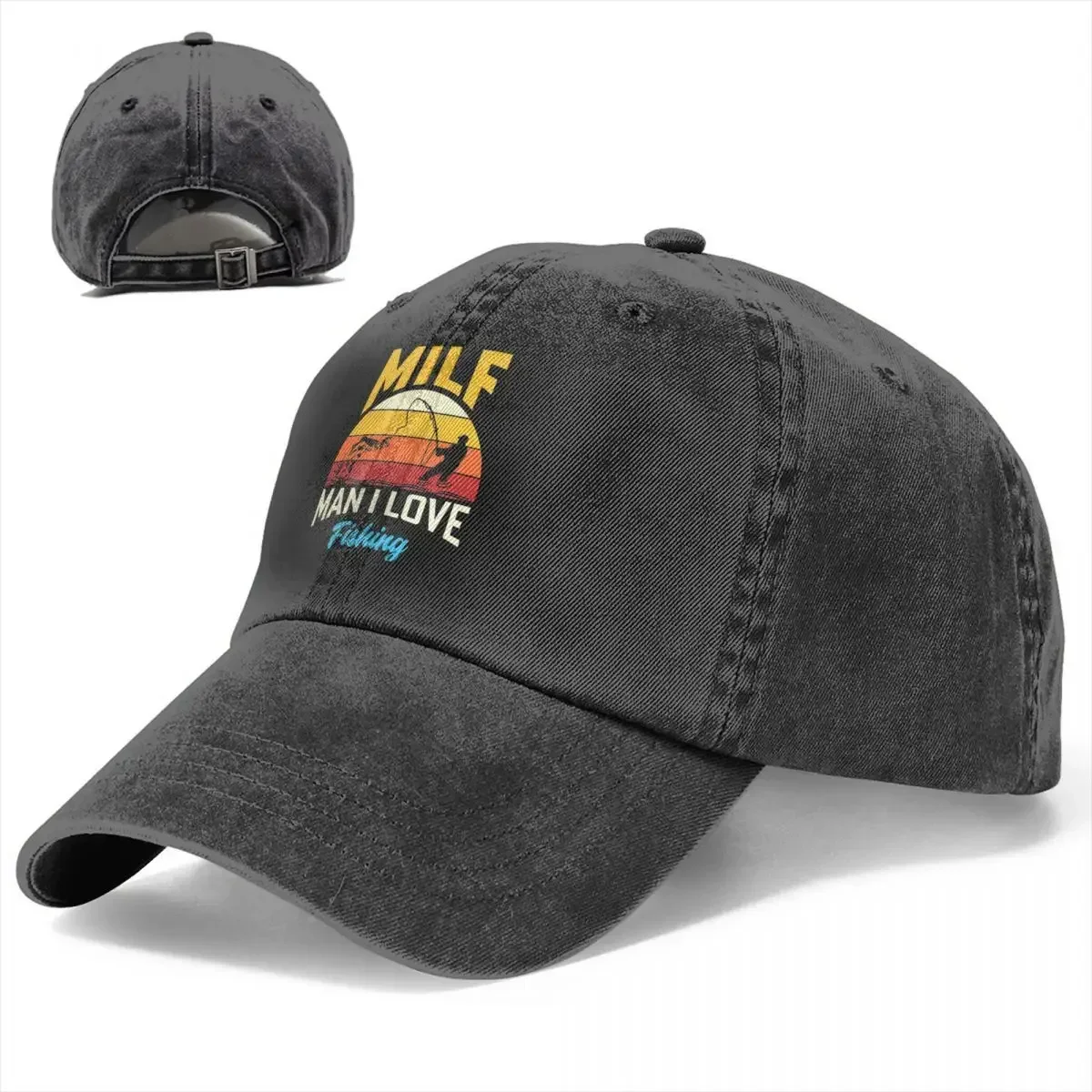 MILF Man I Love Fishing Men Women Baseball Caps Hobbies Nature Distressed Washed Caps Hat Vintage Workouts Snapback Cap