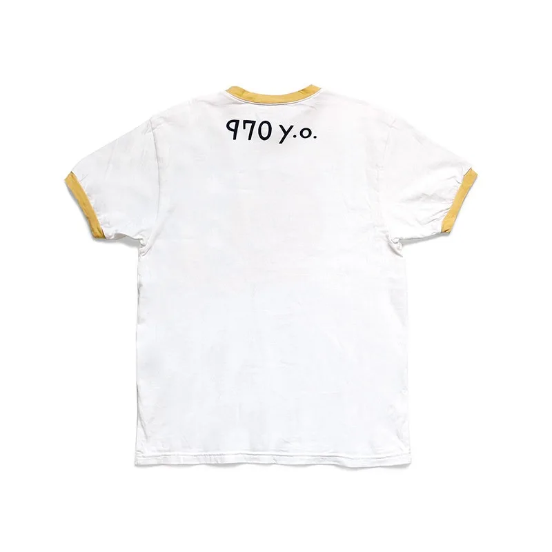 KAPITAL Hirata and Hongri Style Men and Women's Casual Cotton Tree Stump Smiling Pattern Retro Round Neck Short Sleeved T-shirt