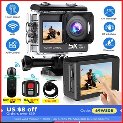 Cámara de acción 5K 4K60FPS EIS 48MP Wi-Fi pantalla Dual 170D 8X Zoom Pre grabar 30M cámara deportiva impermeable con lente Sony IMX576