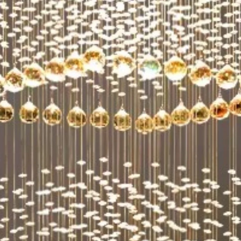 

Duplex Living Room Large Chandelier Square Staircase Light Hotel Villa Living Room Light Postmodern Crystal Chandelier