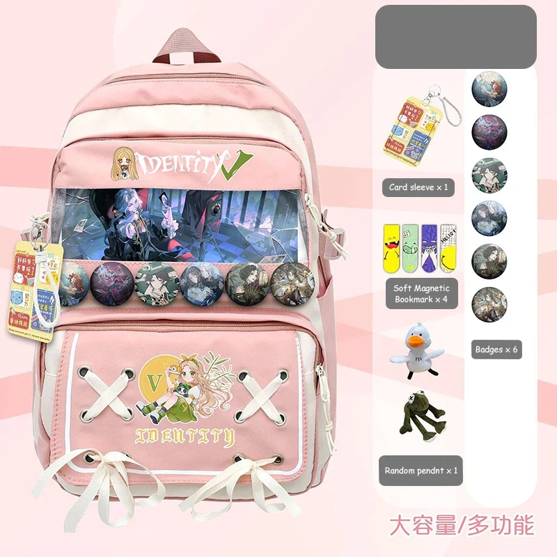 44×32×13cm Black Blue Pink, Identity Ⅴ, Student Kids Teens School Bags, Large Capacity Mochilas Anime Backpacks For Girls Boys