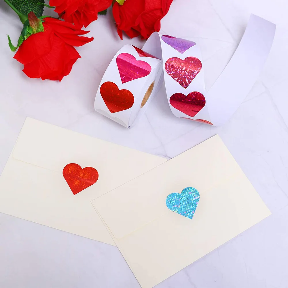 100-500 Labels Love Rainbow Sticker Heart Shape Scrapbooking Gift Packaging Party Wedding Valentine's Day Stationery Sticker