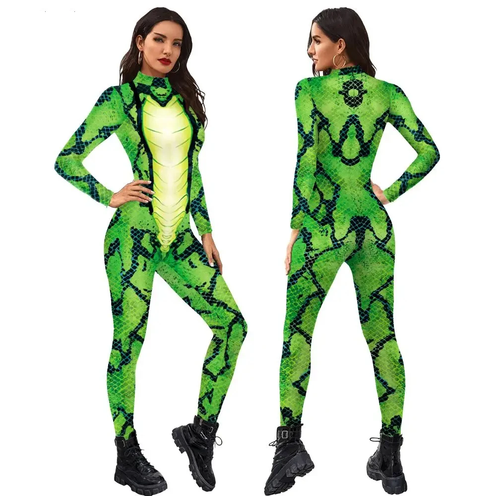 

Halloween Top Animal Sexy Bodysuit Women Snake Pattern Costume Women Jumpsuit Carnival Nightclub All-in-one Party Cosplay Suits