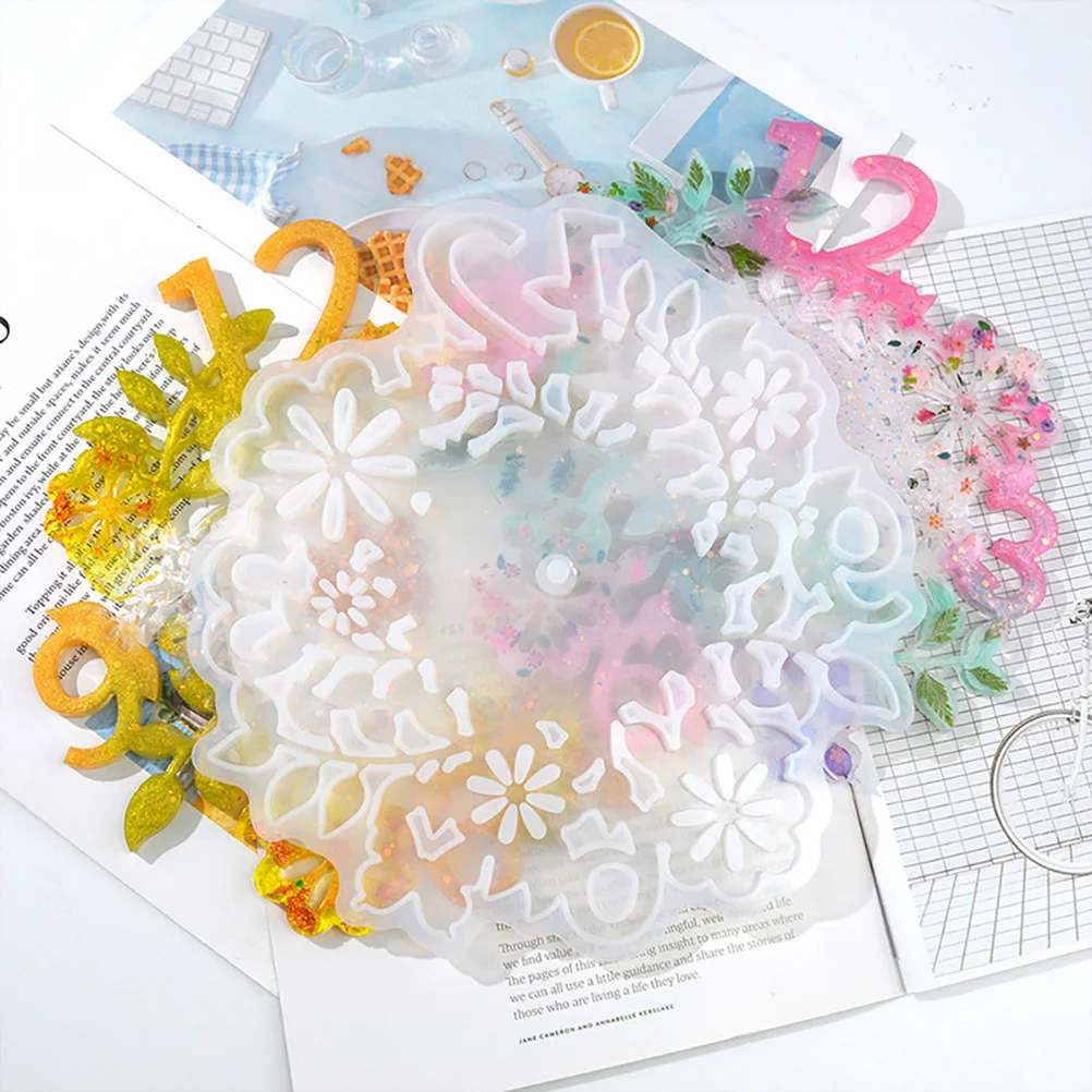 

Flexible Silicone Clock Mold for DIY Epoxy Craft Unique Floral Design Reusable Mold for Handmade Wall Clock Decoration
