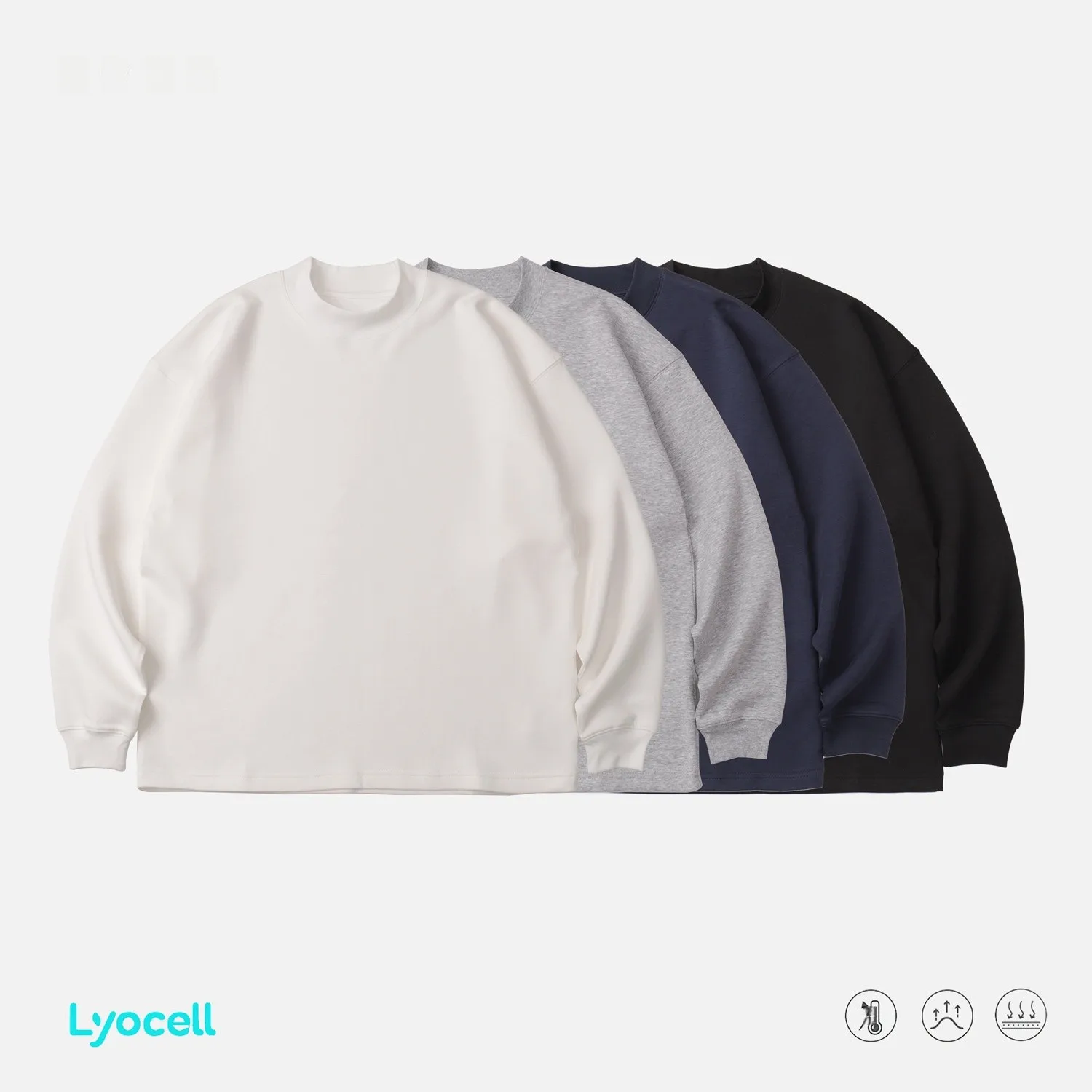 

Мужская теплая хлопковая футболка свободного кроя с длинным рукавом и высоким воротом в японском стиле, повседневный базовый слой