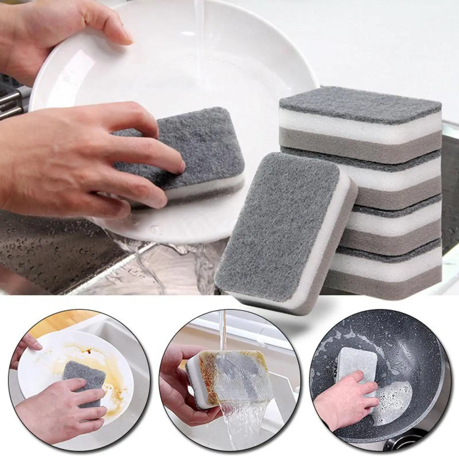 For Dishwashing Sponge Kitchen Magic Clean Rub Pot Sponges Removing Sponge Kit Brush Cleaning Focal Stains Rust J1d3