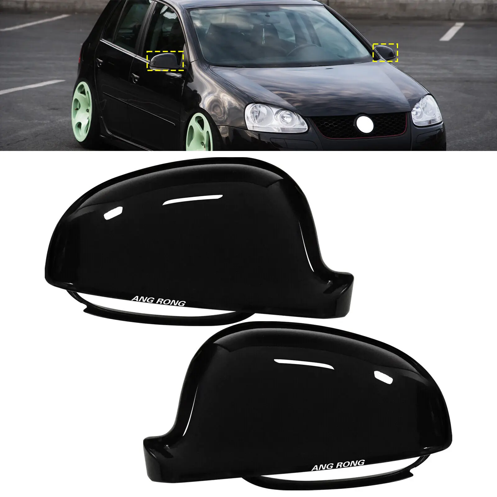 

Gloss Black Wing Door Mirror Cover Caps For VW Golf V MK5 Plus Passat B5.5 B6 3C