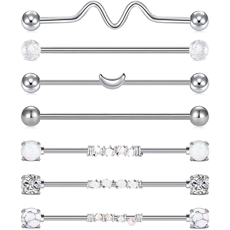 9 pz in acciaio inossidabile cuore industriale Piercing Set orecchino cartilagine bilanciere industriale per le donne gioielli corpo Unisex