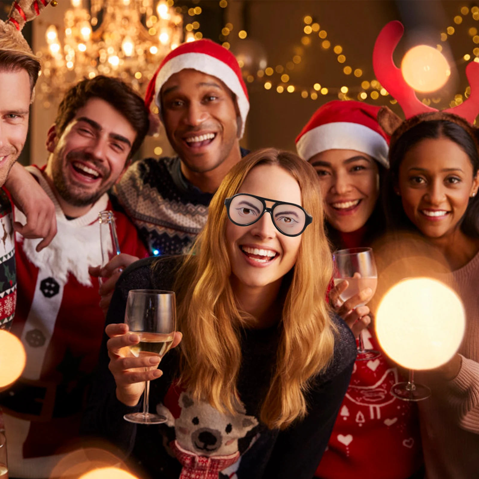 

2pcs Funny Glasses Big Frame Lightweight Prank Props For Halloween Cosplay Masquerade Party Novelty Joke Eyewear Costume Glasses