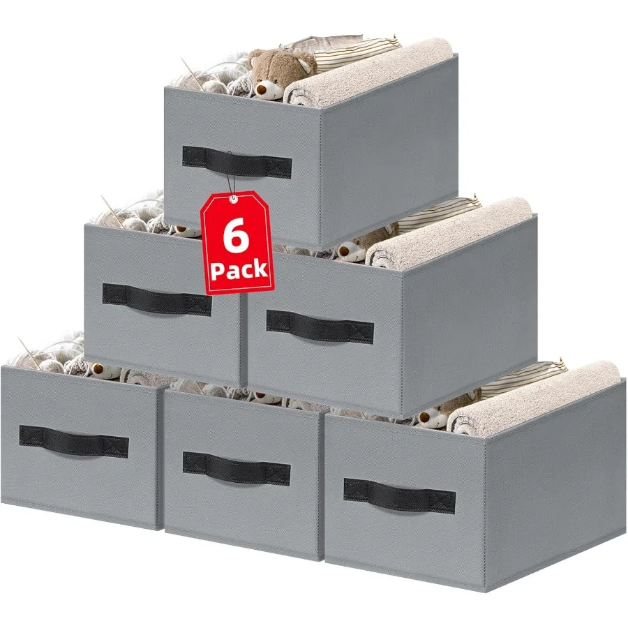 

Large Closet Shelf Organizer Bins 6 Pack Fabric Storage Baskets for Organizing Clothes Blanket Toys Home Organization and Stora