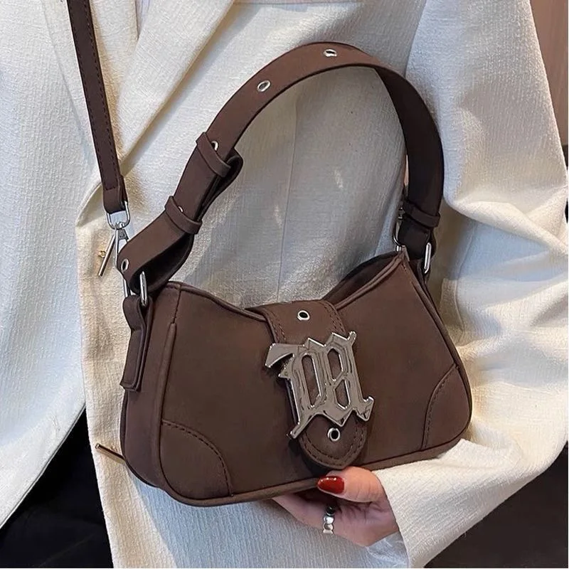 2023 New Fashion Spicy Girl Underarm Bag Women\'s Handheld Crossbody Shoulder Bag Dinner Shopping Popular Frosted Leather Bag