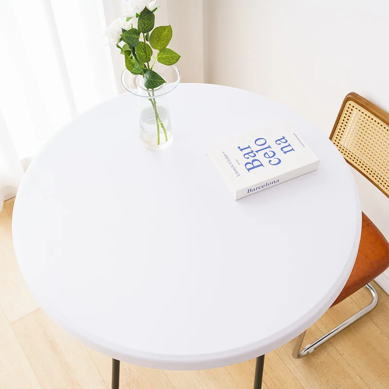 Cross-border solid color milk silk elastic table cover, wholesale elastic round table cover for outdoor wedding events