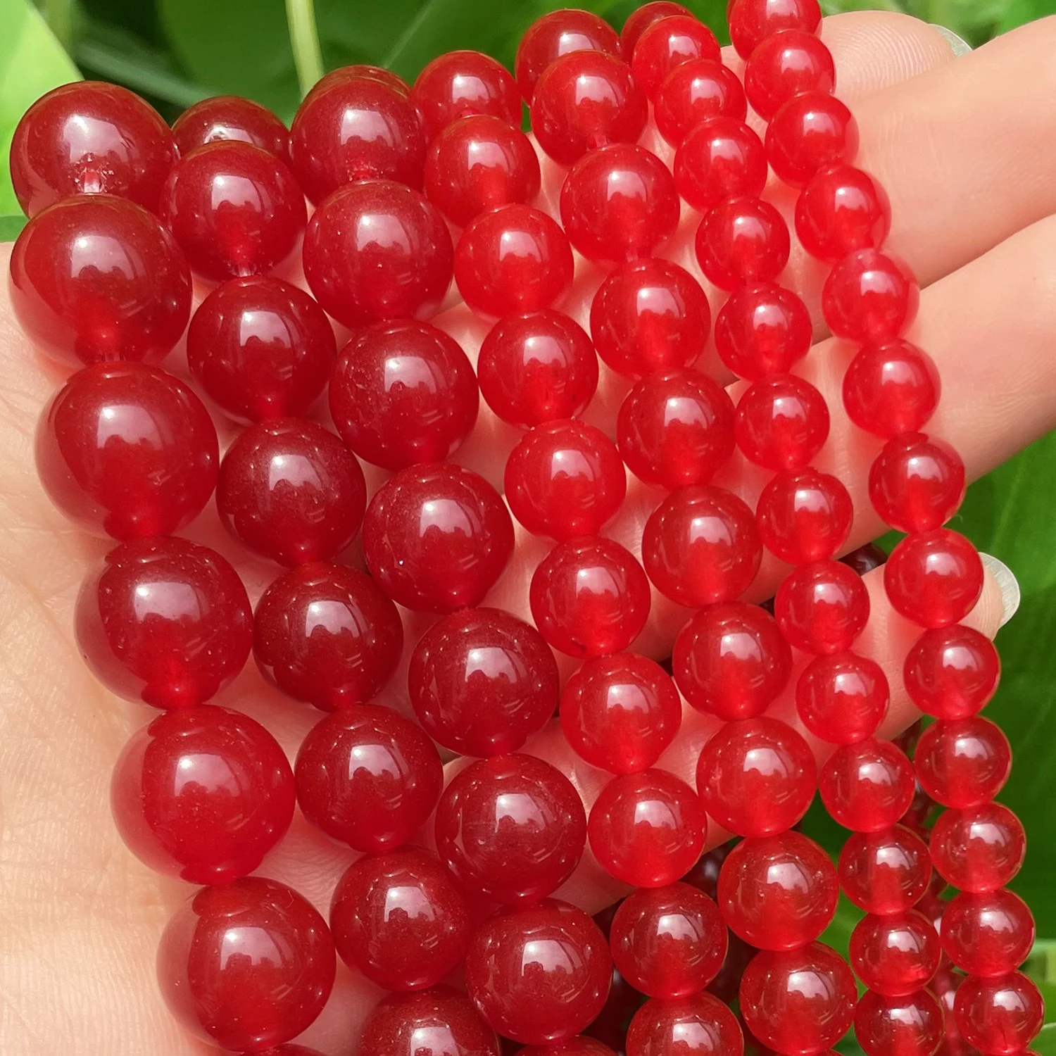 4-12mm Natural Stone Red Chalcedony Jades Round Loose Spacer Beads for Jewelry Making Needlework Diy Bracelet Accessories 15\'\'