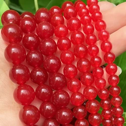 4-12mm Natural Stone Red Chalcedony Jades Round Loose Spacer Beads for Jewelry Making Needlework Diy Bracelet Accessories 15''