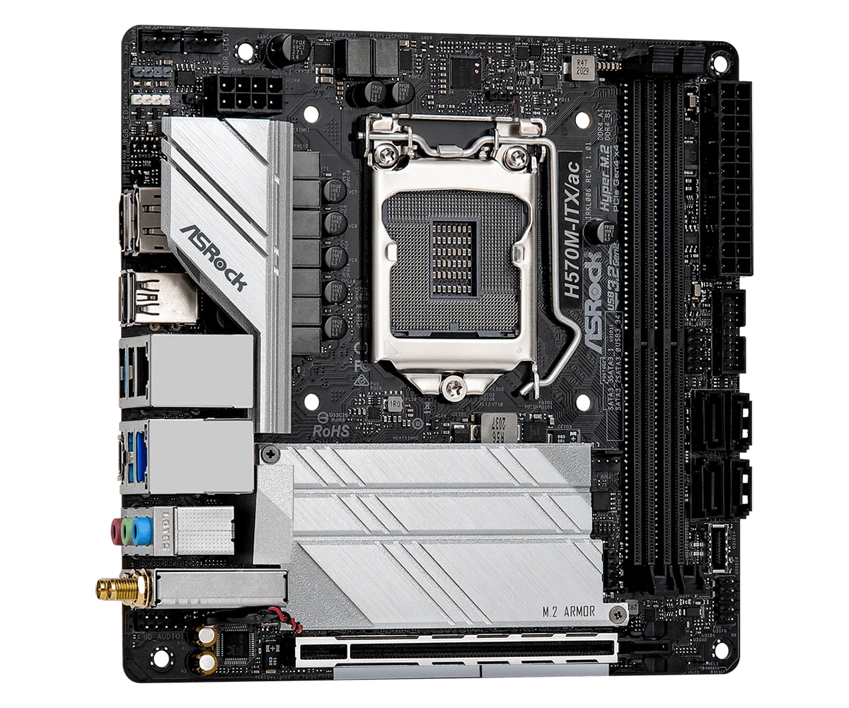 ASROCK H570M-ITX/AC Mini-ITX Płyta główna Intel H570 LGA1200 DDR4 64GB NVMe SSD M.2 obsługa i7-11700 i5-10600 i3-10300 i5 11400