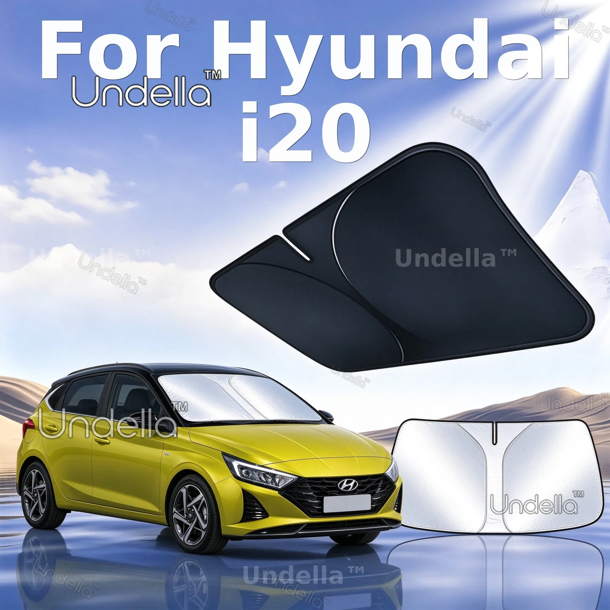 For Hyundai i20 2020-2026 2027 Foldable Car Sun Visor Front Windshield Sunshade Heat Insulation Cover Anti-UV Car Accessories