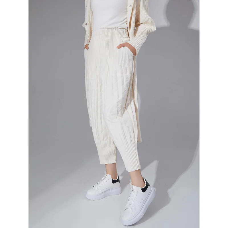 Boutique Miyake autumn and winter thick pleated 9-point Harlan pants are fashionable and versatile casual styles [z9865]