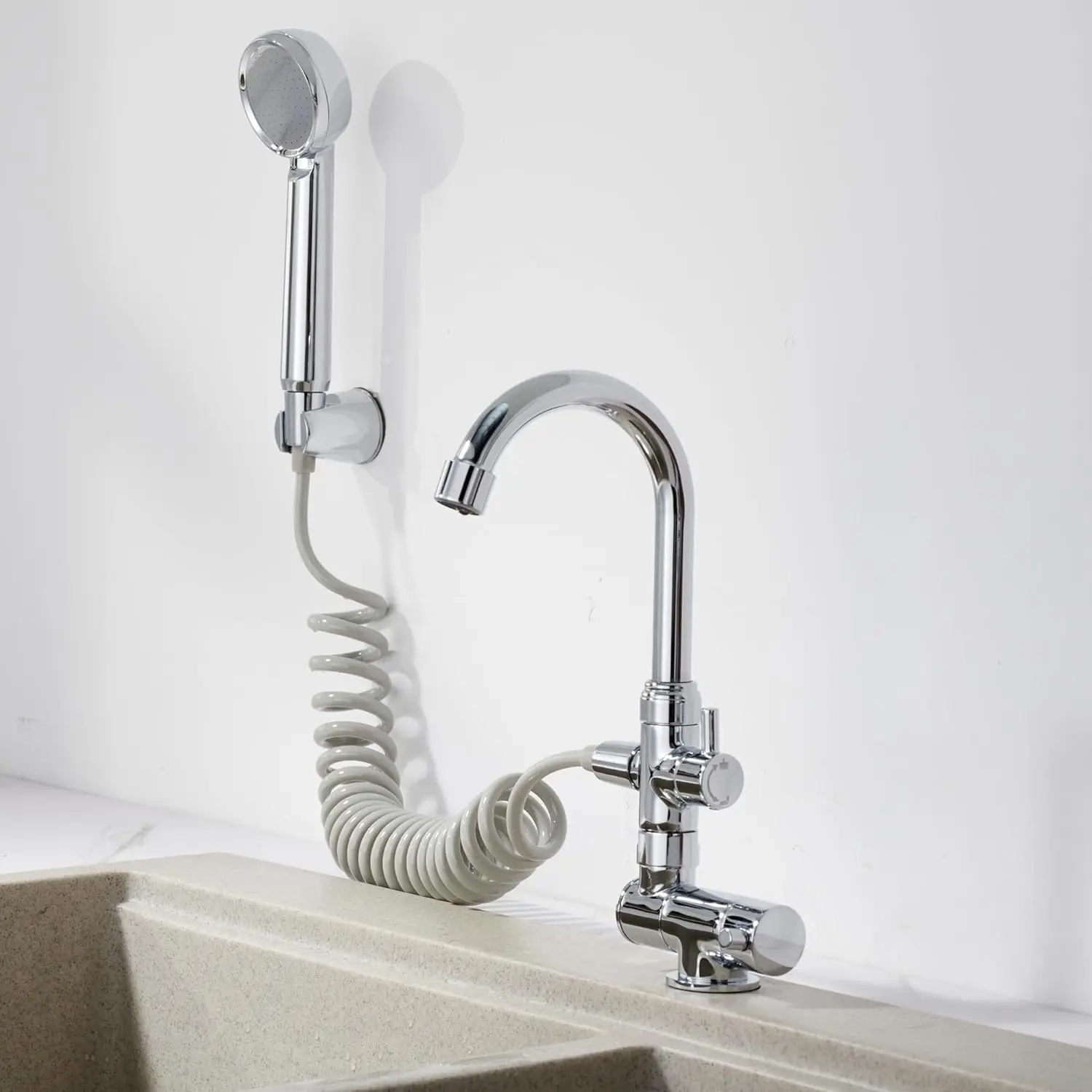 

Foldable Kitchen Faucet,360 Degree Rotation Bathroom Sink Water Taps,Cold and hot Water Faucet with handshower,Faucet fo